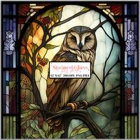 Owl Stained Glass Sublimation Designs, Stained Glass Pattern, Stained Glass PNG, Faux Stained Glass,
