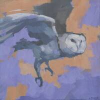 Original Barn Owl Painting, Small Framed Acrylic on Canvas