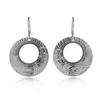 Owl Circle Earrings in Sterling Silver by First Nations artist Cristiano B Matilpi