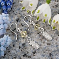 Sterling Silver Owl Earrings with Citrine Crystals