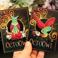 Hard Enamel Pin Set: Octopus Owl with Tentacles and Skulls