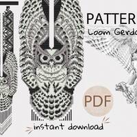 PDF winter ethnic owl Geometric Gerdan pattern, wild bird Seed Bead woven Necklace Pattern, Loom Jew