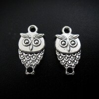 10 Silver Owl Charms | Jewelry Connectors, DIY Bracelet Necklace