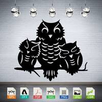 Owl Family Wall Decor: Laser Cut Vector Files (Digital Download)