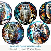 Stained Glass Png, Owl Wind Spinner Bundle, Owl Sublimation, Round Sign Sublimation, Owl Images Subl