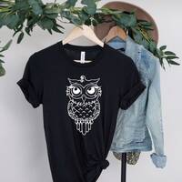 Owl shirt, graphic tee, line art, wise owl, womans tee, tshirt