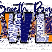 South Bay Owls digital design / cheetah leopard navy and orange / sublimation png file / instant dig