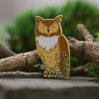 Horned Owl Enamel Pin – Gold-Plated Bird Lapel Pin