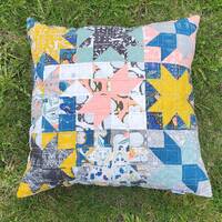 Patchwork Star Decorative Quilted Nocturnal Owl Pillow 17x17 inches / Throw Pillow / Couch Pillow / 