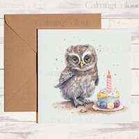 Owl Birthday | Card for Owl lover | Single card, blank on the inside