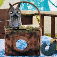 Vintage Owl Wicker Purse ~ Woodland Fairytale Novelty Handbag ~ Large Cottagecore Statement Bag