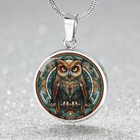 Celtic Owl Necklace - Owl Spirit Companion Jewelry - Bird Charm Gift For Her or Him - Gold Owl Penda