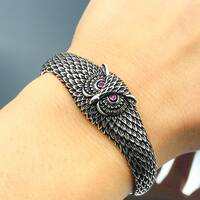 Sterling Silver Owl Cuff Bracelet: Handmade Animal Design