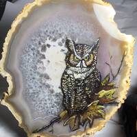 owl on brazilian agate