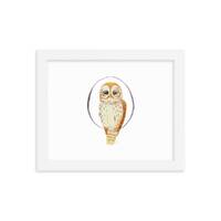 O is for Owl Framed Letter Poster, Watercolor Print for Baby Nursery