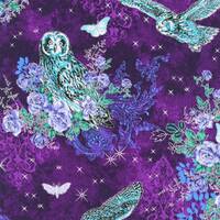 Mystic Moon Owls Midnight Purple Robert Kaufman fabric