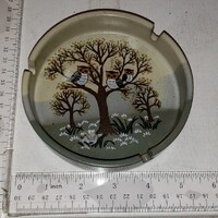Vintage pottery ashtray owls in tree excellent condition