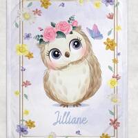 Baby Owl Personalized Baby Blanket, Baby Blanket, Name Baby Blanket, Baby Gift, Baby, Owl Floral Nur