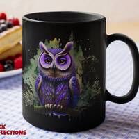 Psychedelic Owl Mug: Colorful Forest Design, Owl Lover Gift