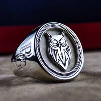 Personalized Silver Owl Ring – Custom Engraved Owl Jewelry – Unique Animal Ring Gift for