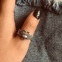 Owl Gemstone ring//zircon//Handmade jewelry//Sterling silver//Custom Boho rings//Modern dainty anniv