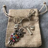 Handmade teaching assistant owl key ring end of year gift present