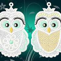 5 sizes FSL Owls - embroidery design, 2 designs - ith, lace,No.1265/insdo/pes, dst, jef, shv, csd, j