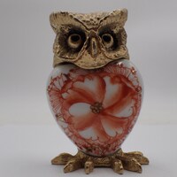 sculpture hibou en bronze et porcelaine de Limoges