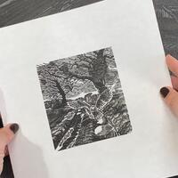 Barn owl wood engraving, Lino print