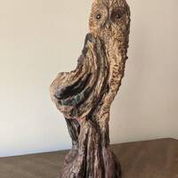 Hand Carved Owl  Sculpture by Wildlife Artist Lowell Mosley One of A Kind Owl Collector Christmas Gi
