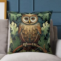 Inspired by William Morris Owl pillow case 14x14 16x16 18x18 20x20 24x24 26x26, indoor or outdoor ar