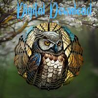 Stained Glass Owl Spinner - Digital Design - Download - png file