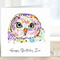 Personalised Owl Birthday Card, Owl Birthday Card, Birthday Card for Him Her, Personalised Card, Wat