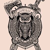 Owl Sage - black ink - Viking Norse T-shirt