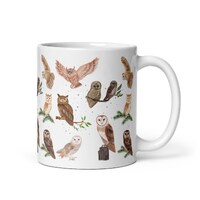 Owl Mug Woodland Owl Mug Great Horned Owl Barn Barred Screech Owls Mug Forest Owls Mug Owl Lover Gif
