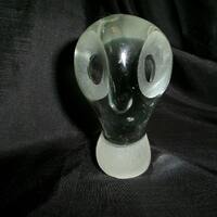Vintage Glass Owl Figurine, Small Reijmyre Crystal Sweden Figural Paperweight