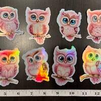 Holographic Owl Sticker Pack: Waterproof Vinyl Decals