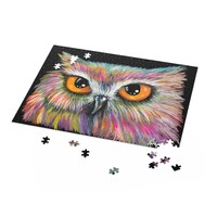 Colorful Owl Eyes Jigsaw Puzzle: Wildlife Art Gift