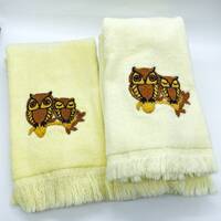 Vintage Yellow Owl Hand Towels - Sold in Sets of Two