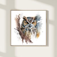 Owl Watercolor Painting Art Print, Woodland Fine Art Print, Owl Watercolor Art, Owl Wall Art Print, 