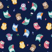 Happy Camper: Woodland Owls Navy Cotton Fabric 110cm wide (per metre)