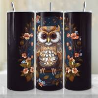 Spring Owl Stained Glass Tumbler Sublimation Design, Instant Digital Download PNG, Straight 20 oz Sk