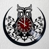Best Birthday Gifts - Owl Vinyl Record Wall Clock, Owl Art, Owl Lover Gift, Housewarming Decor, Birt