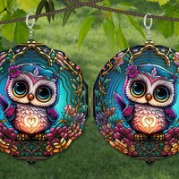 Owl Wind Spinner Watercolor Sublimation Design Template, Wind Spinner SVG, 10 inch Round Sublimation