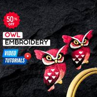 Owl embroidery pattern + video tutorial — Owl pattern • animal design • Digital Patt