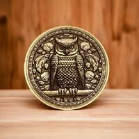 Mystical Owl - Brass Coin or Pendant of Wisdom and Serenity (Double-Sided)