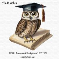 Graduation Clipart | Vintage Owl PNG | Graduation Books | Graduation Cap PNG | Free Commercial Use!