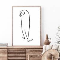 Minimalist Picasso Owl Sketch Art Print (Digital Download)