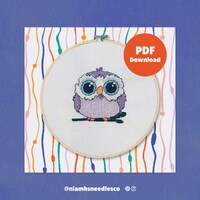 Beginners Cross Stitch Owl Pattern | Digital Download PDF Instructions | Woodland Animal Bird Cross