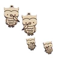 Owl with Leaf *Choose Size* Engraved Wood Drop or Cabochon | 4 or 10 Pieces | Jewelry Finding | Earr